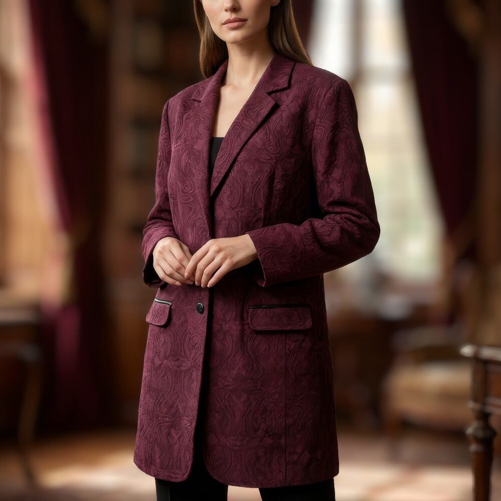 Monroe & Main Burgundy Tapestry Jacket Women Sz 18W Whimsigoth Victorian Vampire